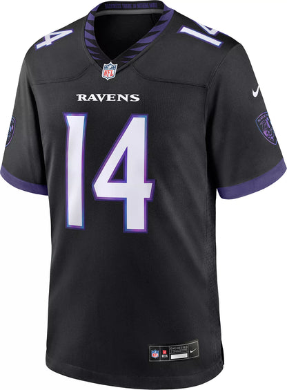 Nike Men's Baltimore Ravens Kyle Hamilton #14 Black Alternate Game Jersey