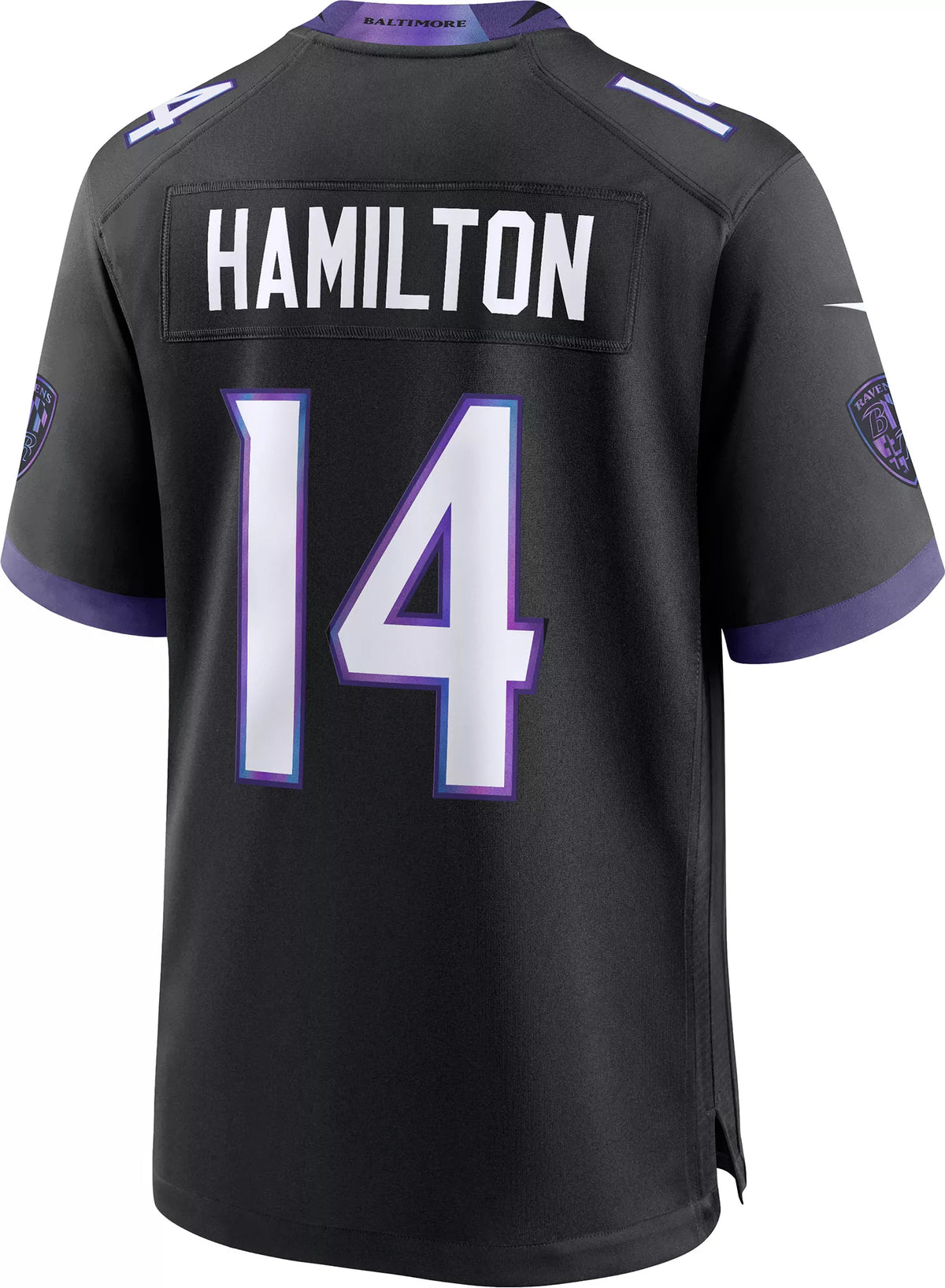 Nike Men's Baltimore Ravens Kyle Hamilton #14 Black Alternate Game Jersey
