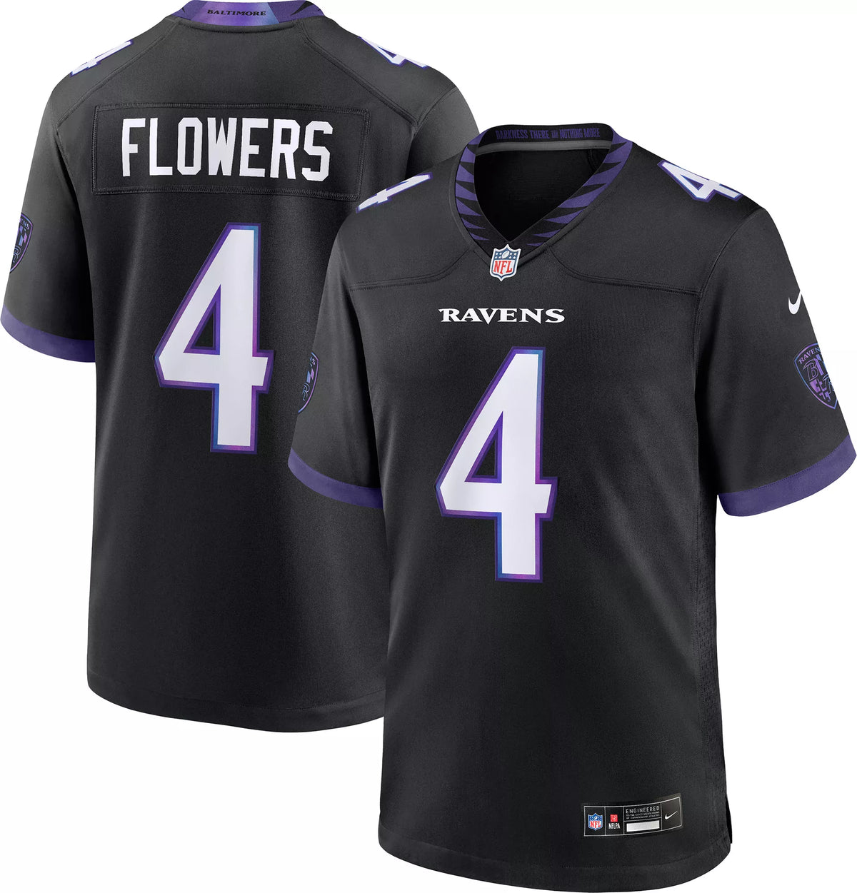 Nike Men's Baltimore Ravens Zay Flowers #4 Black Alternate Game Jersey