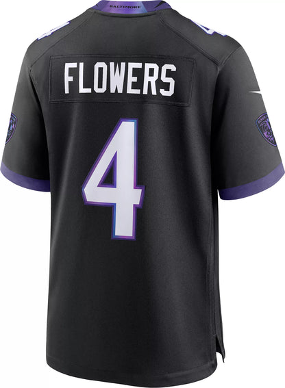 Nike Men's Baltimore Ravens Zay Flowers #4 Black Alternate Game Jersey