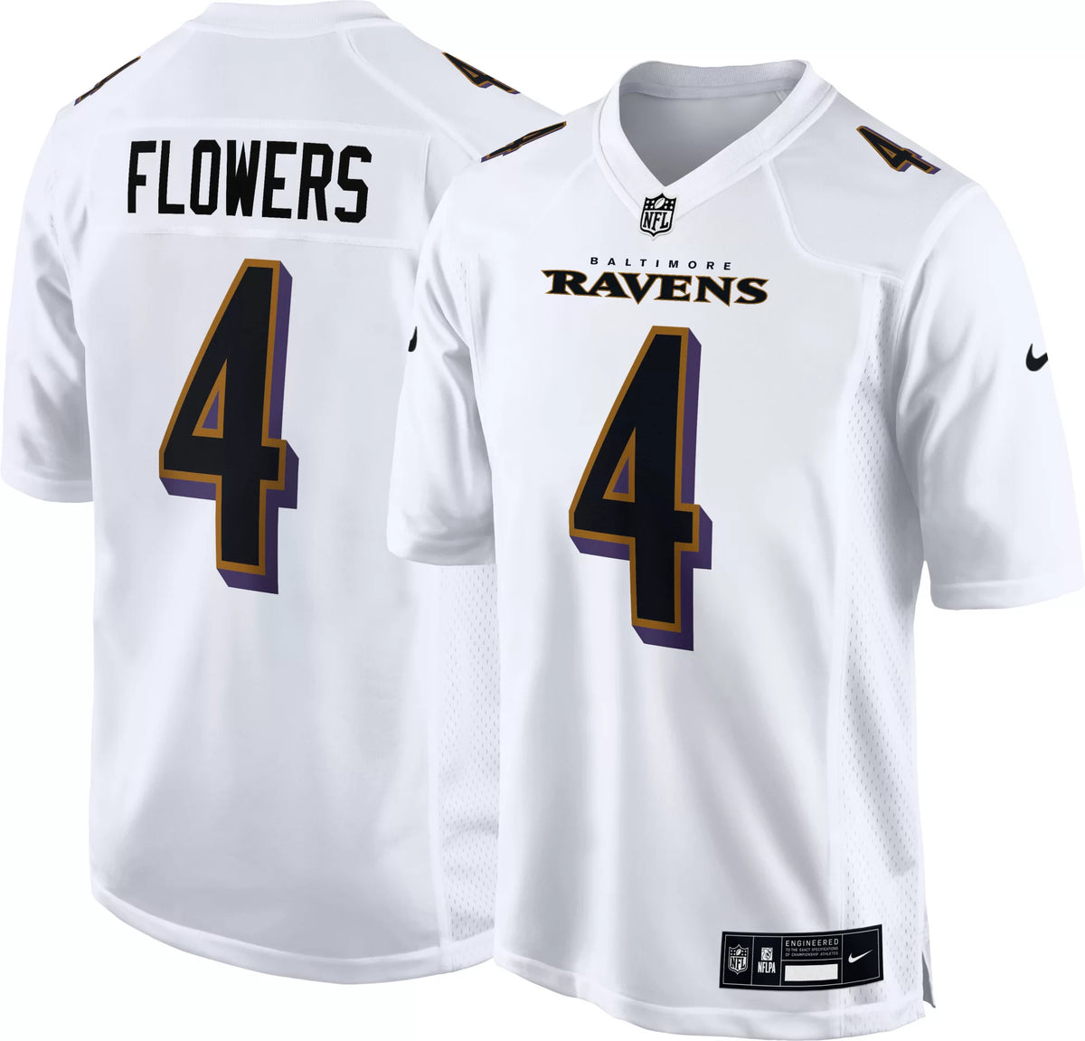 Nike Men's Baltimore Ravens Zay Flowers #4 Fashion White Game Jersey