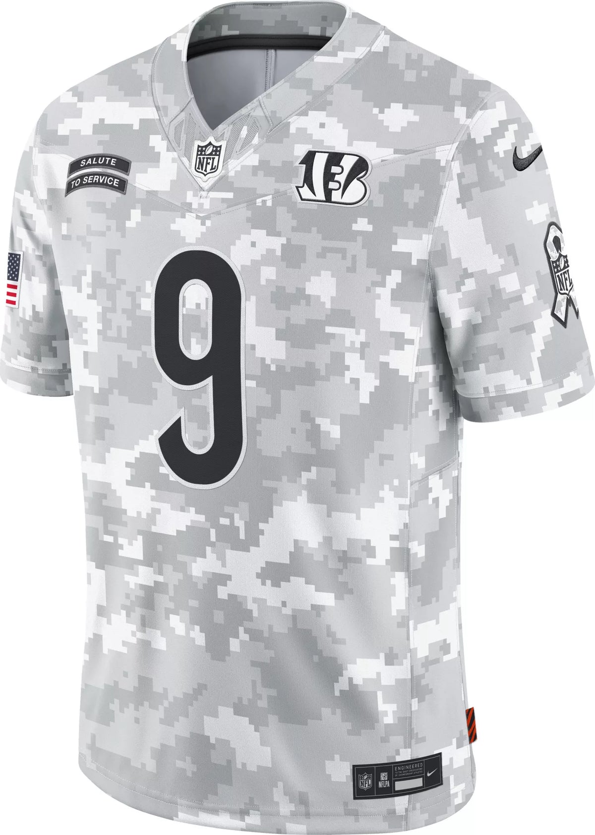 Nike Men's Cincinnati Bengals Joe Burrow #9 Salute to Service 2024 Arctic Camo Limited Jersey
