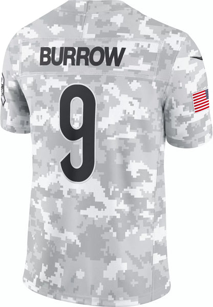 Nike Men's Cincinnati Bengals Joe Burrow #9 Salute to Service 2024 Arctic Camo Limited Jersey