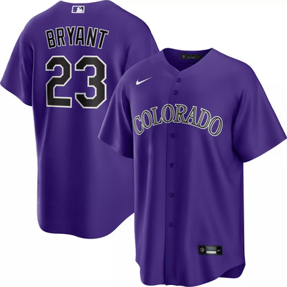 Nike Men's Colorado Rockies Kris Bryant #23 Purple Cool Base Alternate 4 Jersey