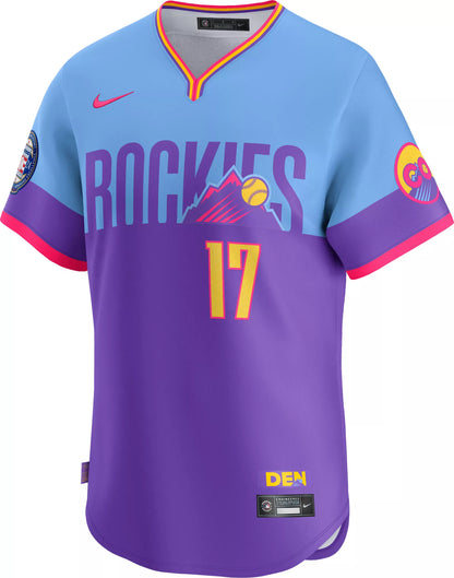 Nike Men's Colorado Rockies Todd Helton #17 City Connect Purple Limited Vapor Jersey