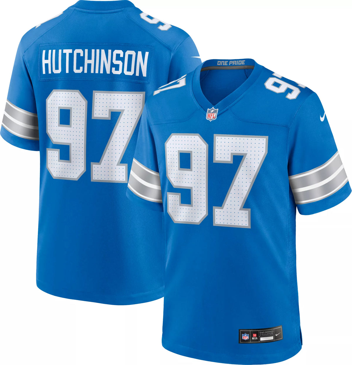 Nike Men's Detroit Lions Aidan Hutchinson #97 Blue Game Jersey