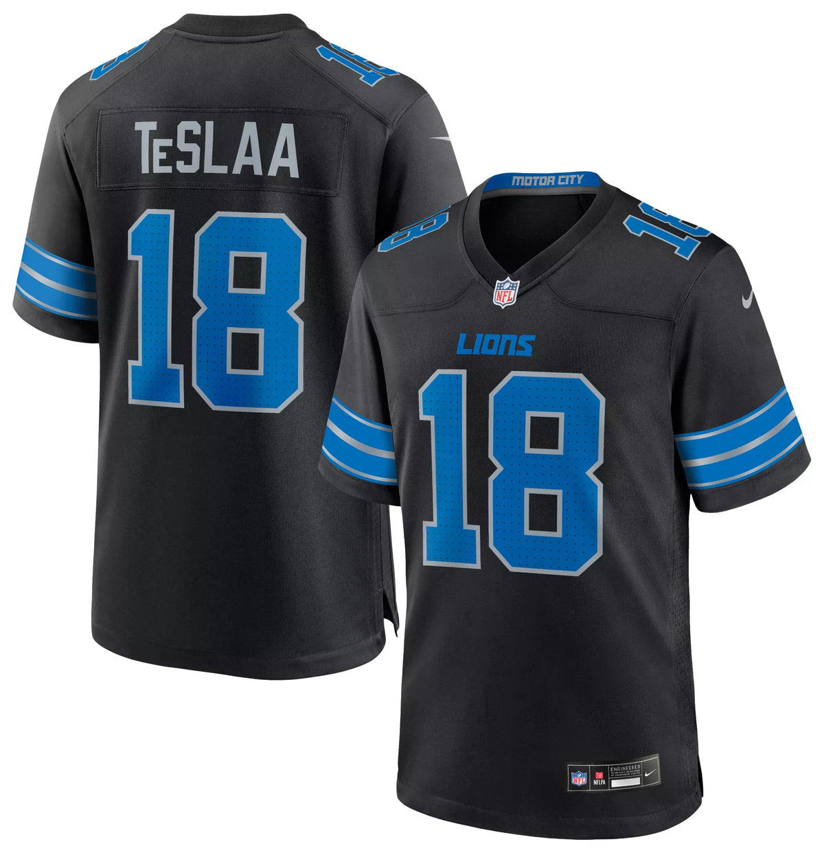 Nike Men's Detroit Lions Isaac TeSlaa #18 Black Alternate Game Jersey