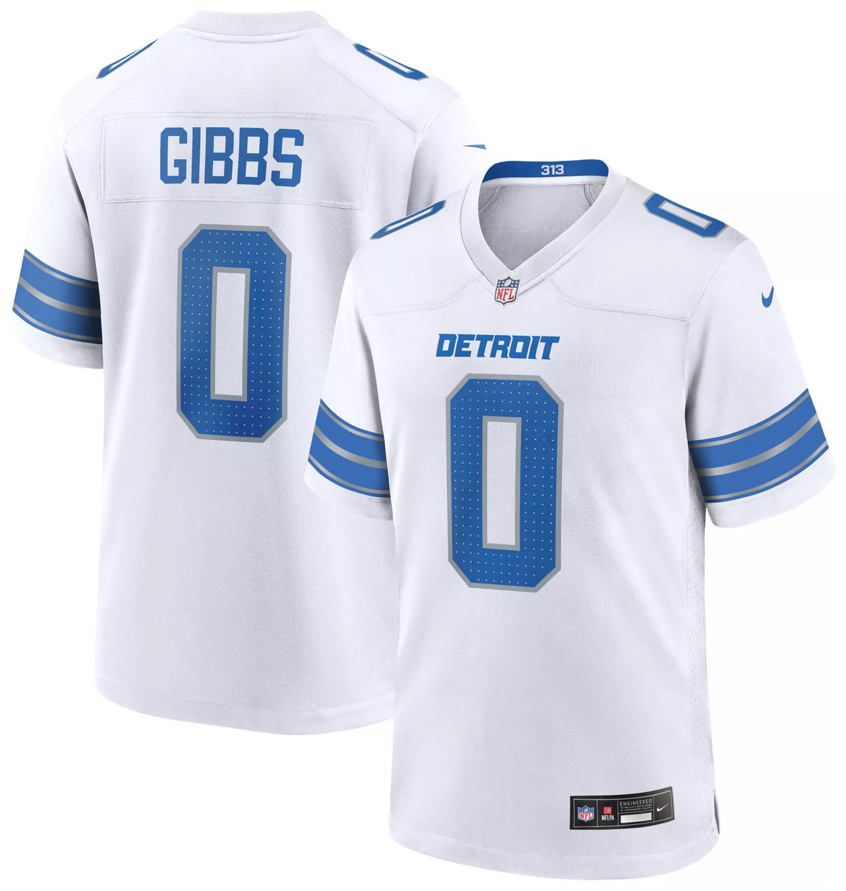 Nike Men's Detroit Lions Jahmyr Gibbs #0 White Game Jersey