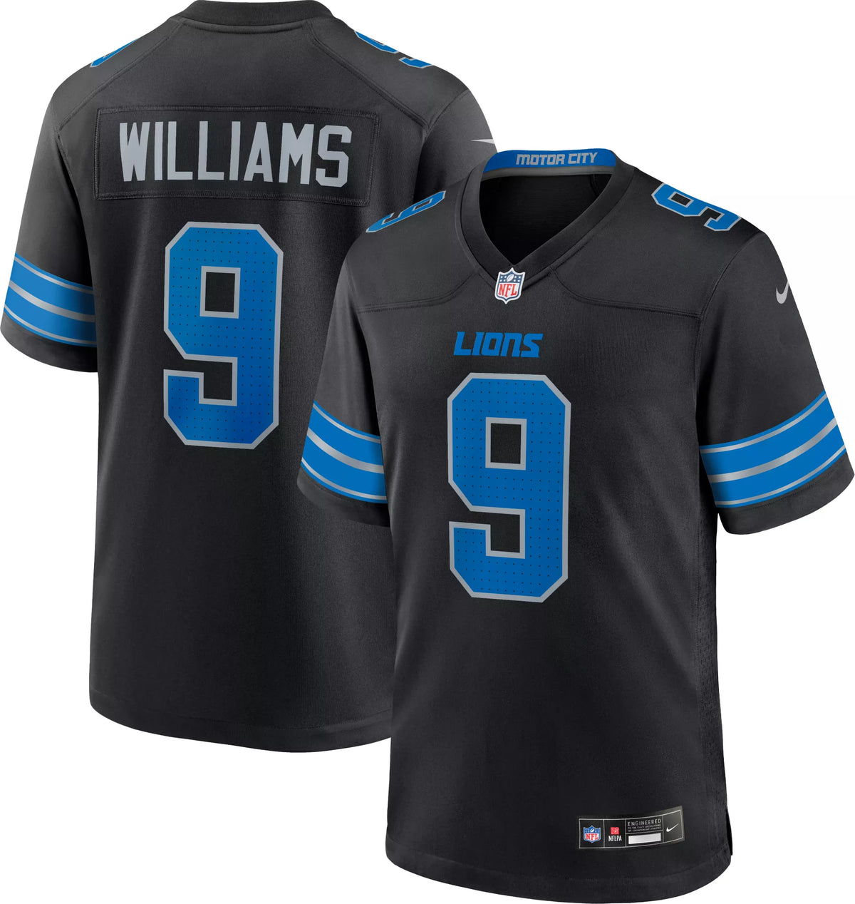 Nike Men's Detroit Lions Jameson Williams #9 Alternate Black Game Jersey