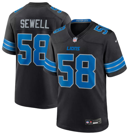 Nike Men's Detroit Lions Penei Sewell #58 Black Alternate Game Jersey