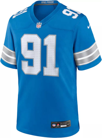 Nike Men's Detroit Lions Tyleik Williams #91 Blue Game Jersey