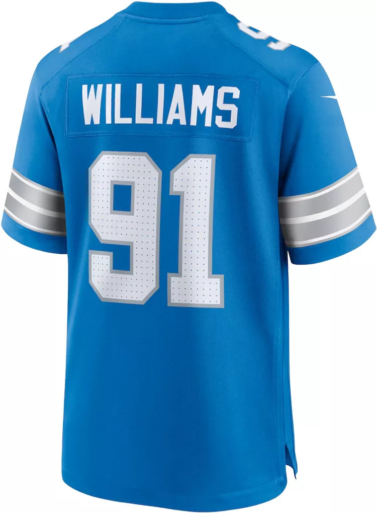 Nike Men's Detroit Lions Tyleik Williams #91 Blue Game Jersey