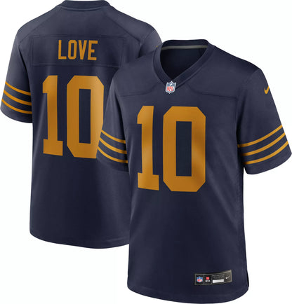 Nike Men's Green Bay Packers Jordan Love #10 Alternate Navy Game Jersey