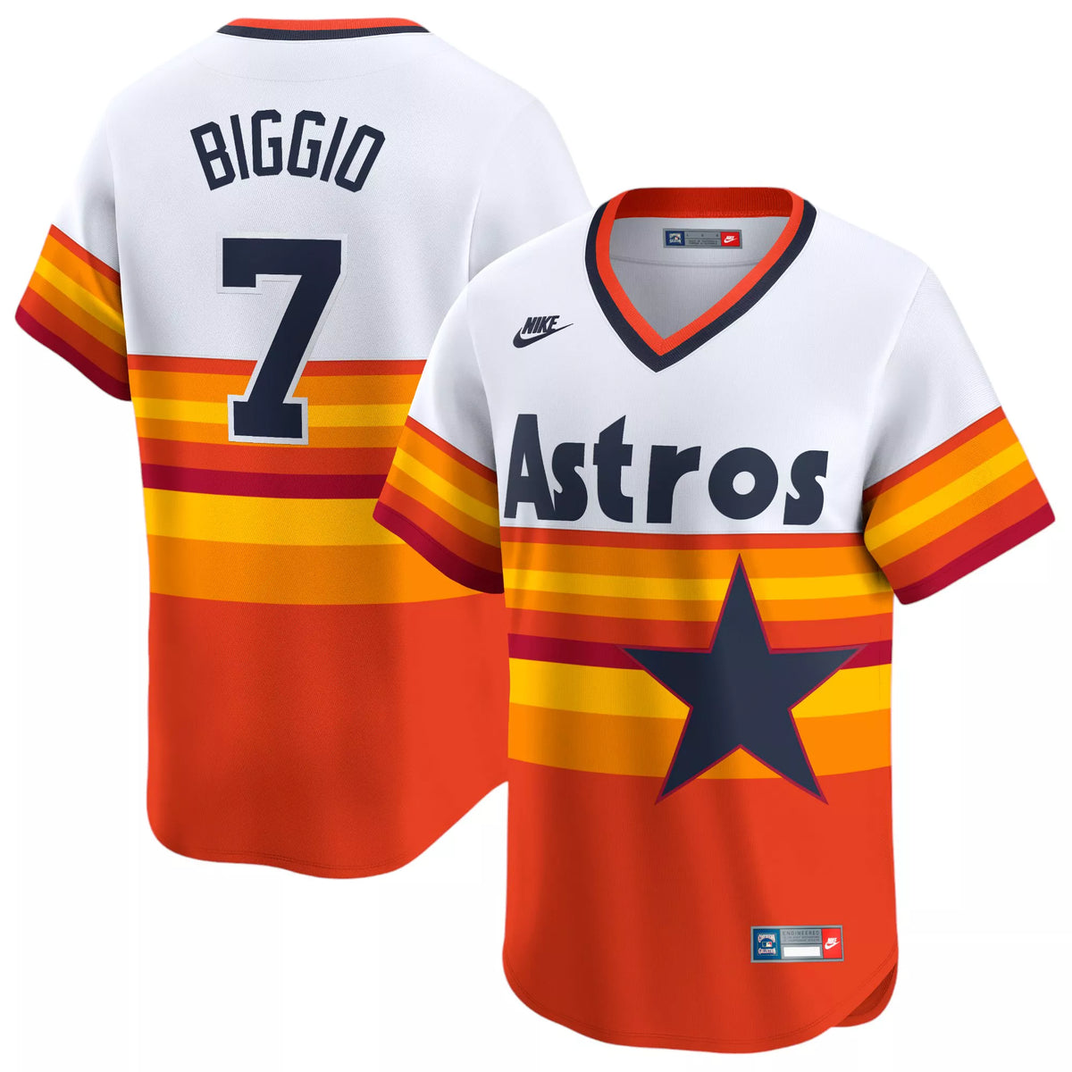 Nike Men's Houston Astros Craig Biggio #7 White/Rainbow Limited Vapor Jersey