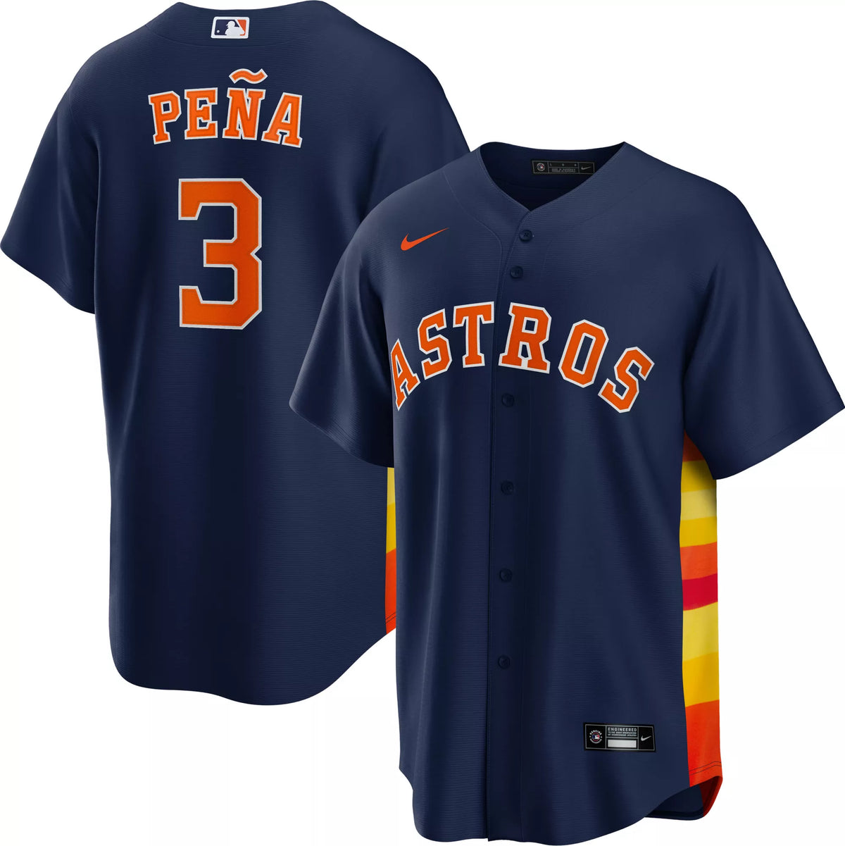 Nike Men's Houston Astros Jeremy Peí±a #3 Navy Cool Base Alternate 1 Jersey