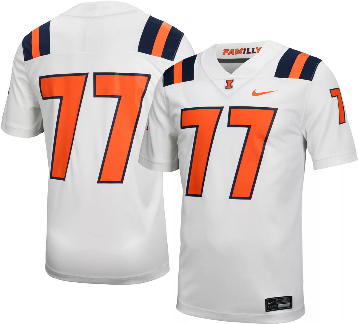 Nike Men's Illinois Fighting Illini #77 White Replica Football Jersey