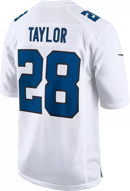 Nike Men's Indianapolis Colts Jonathan Taylor #28 White Tundra Jersey