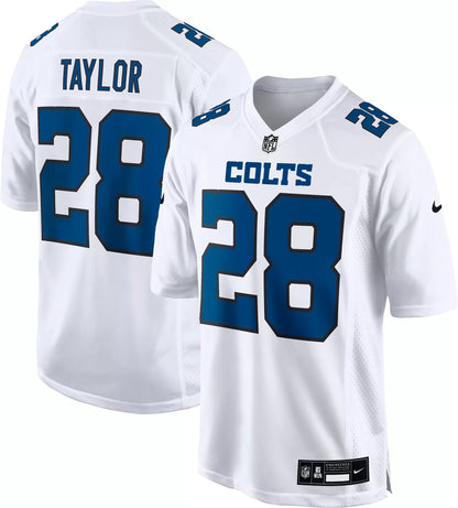 Nike Men's Indianapolis Colts Jonathan Taylor #28 White Tundra Jersey