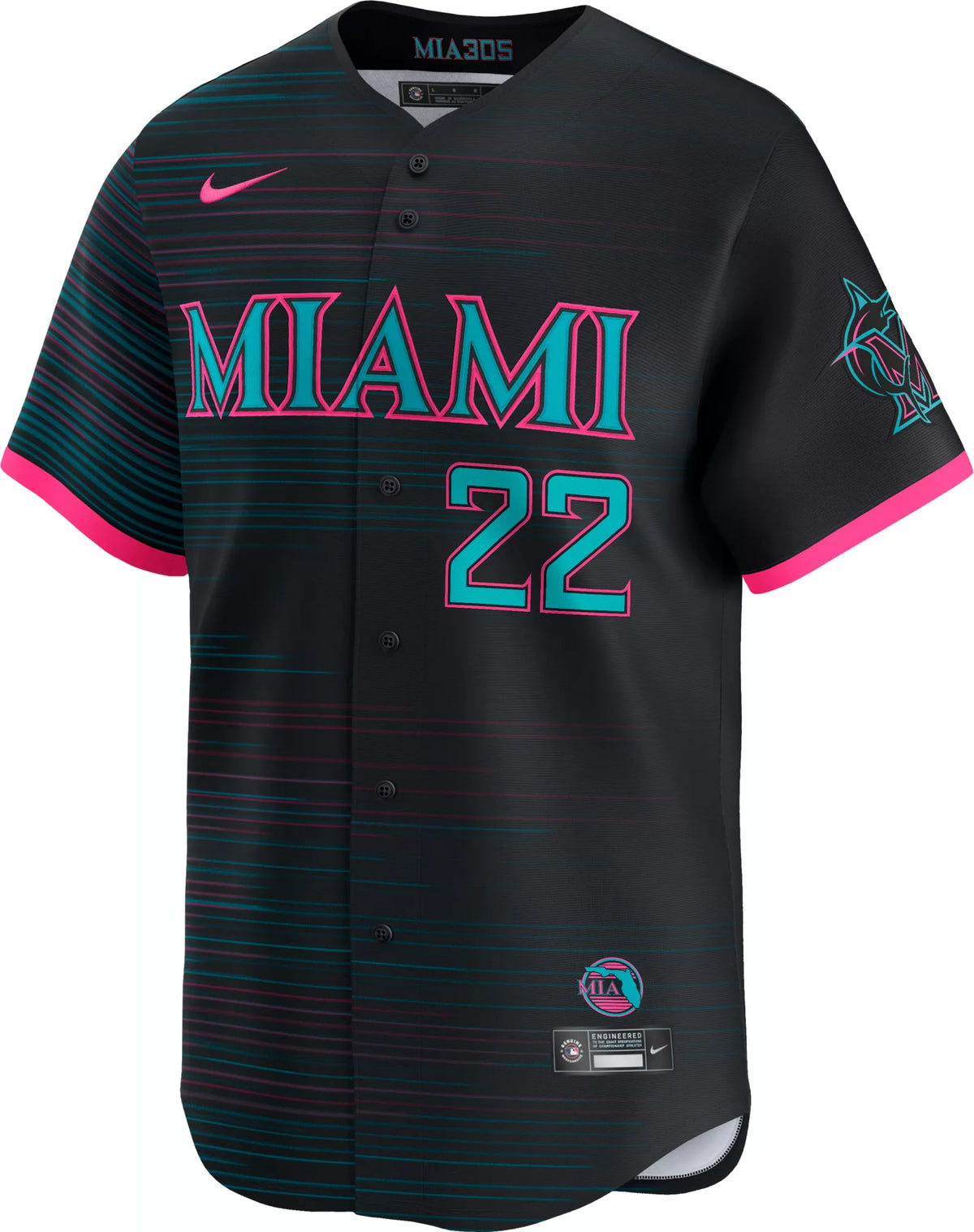 Nike Men's Miami Marlins Sandy Alcí¡ntara #22 City Connect Black Limited Vapor Jersey