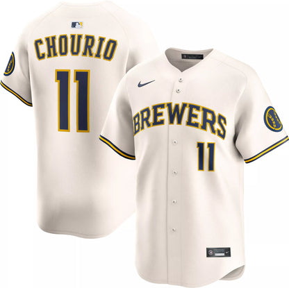Nike Men's Milwaukee Brewers Jackson Chourio #11 White Authentic Home Jersey