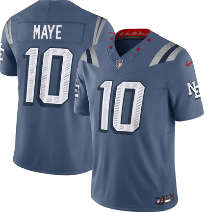 Nike Men's New England Patriots Diffused Blue Drake Maye #10 Limited Jersey