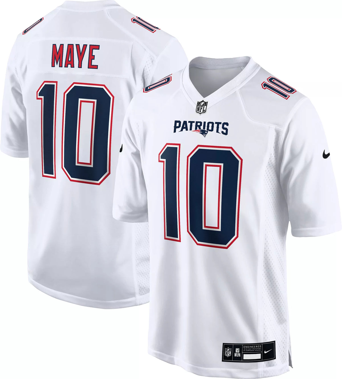 Nike Men's New England Patriots Drake Maye #10 White Tundra Jersey