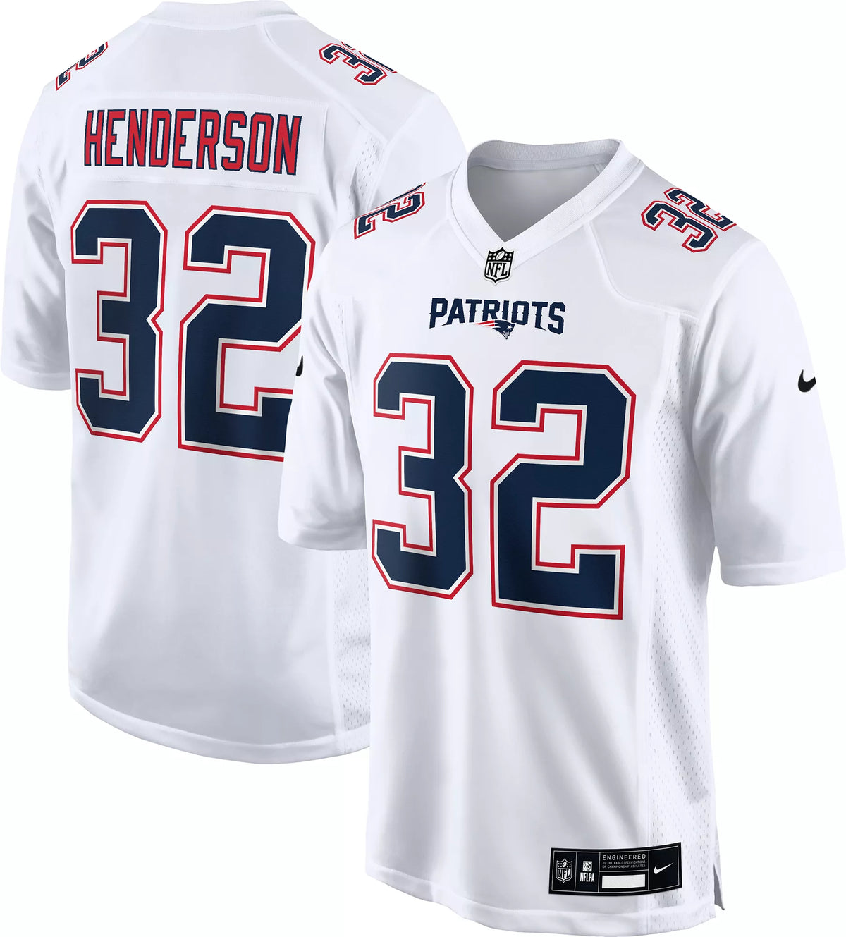 Nike Men's New England Patriots TreyVeyon Henderson #32 White Jersey