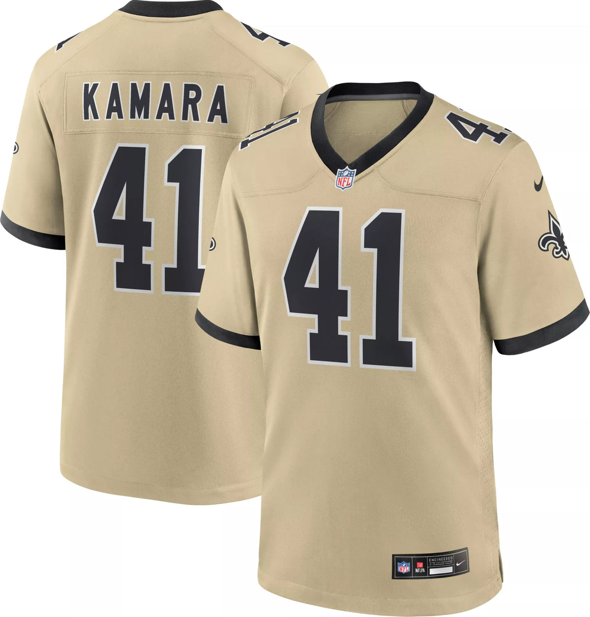 Nike Men's New Orleans Saints Alvin Kamara #41 Team Gold Game Alternate Jersey