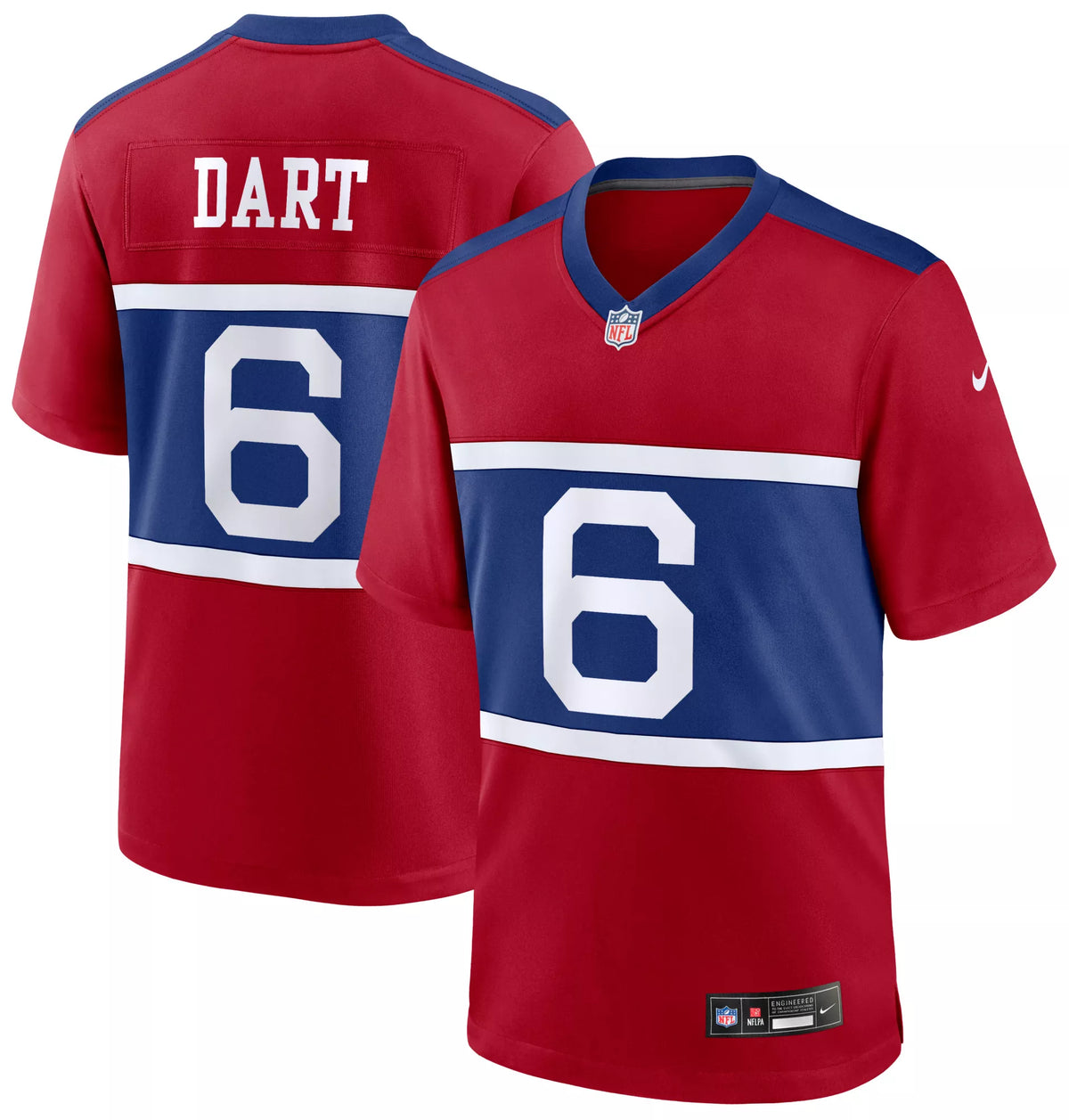 Nike Men's New York Giants Jaxson Dart #6 Red Alternate Game Jersey