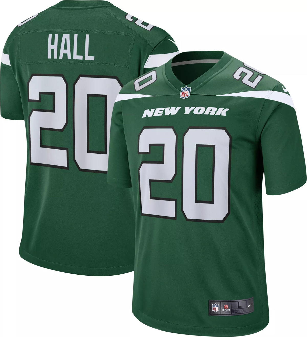 Nike Men's New York Jets Breece Hall #20 Green Game Jersey