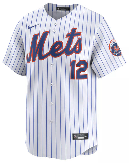 Nike Men's New York Mets Francisco Lindor #12 White Limited Jersey