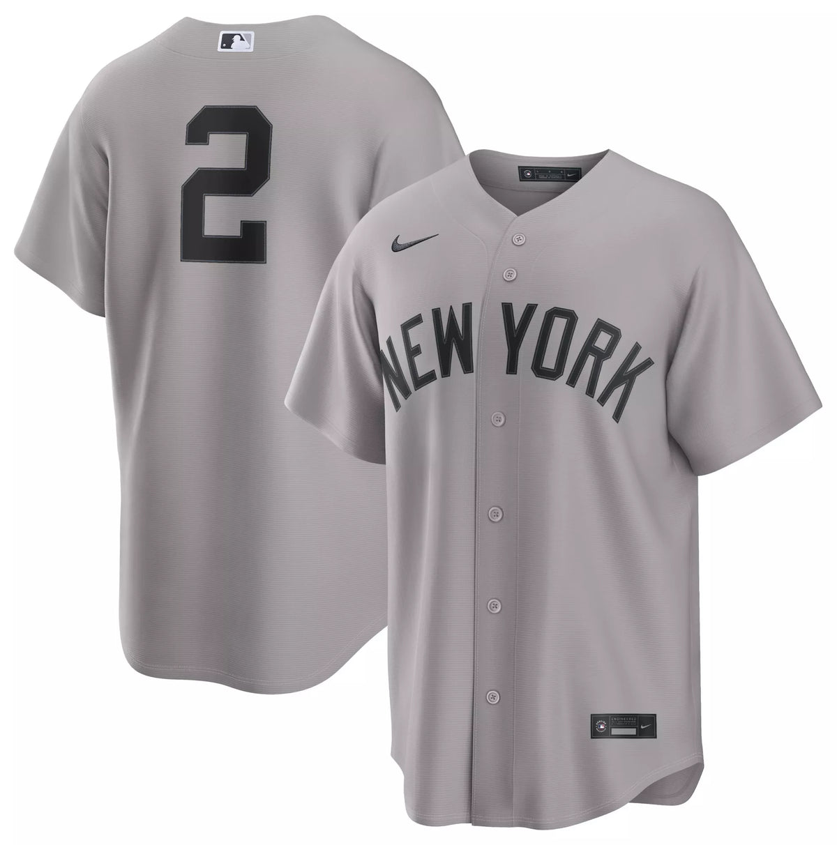 Nike Men's New York Yankees Gray Derek Jeter #2 Cooperstown Road Replica Jersey