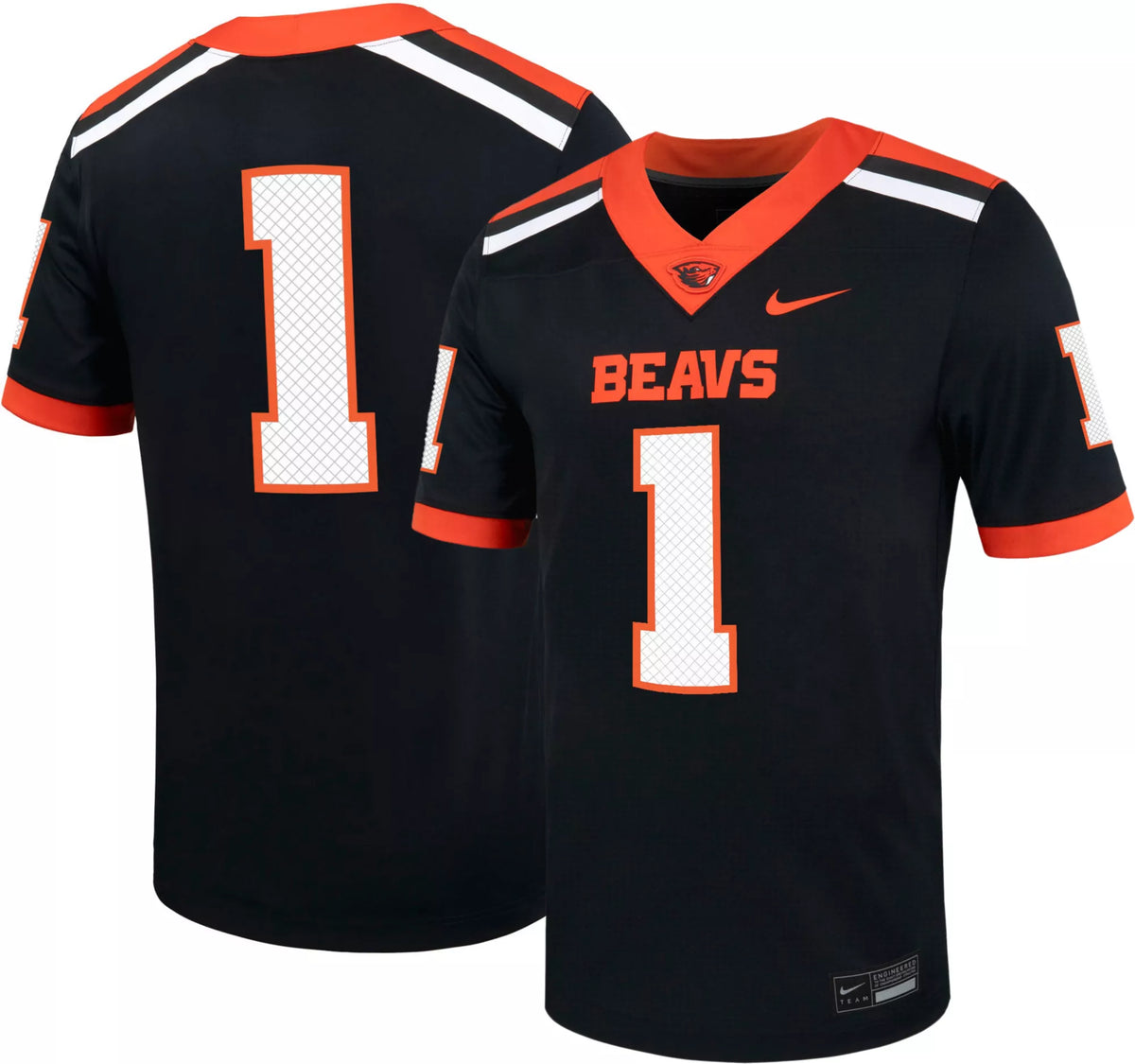 Nike Men's Oregon State Beavers #1 Black Replica Football Jersey