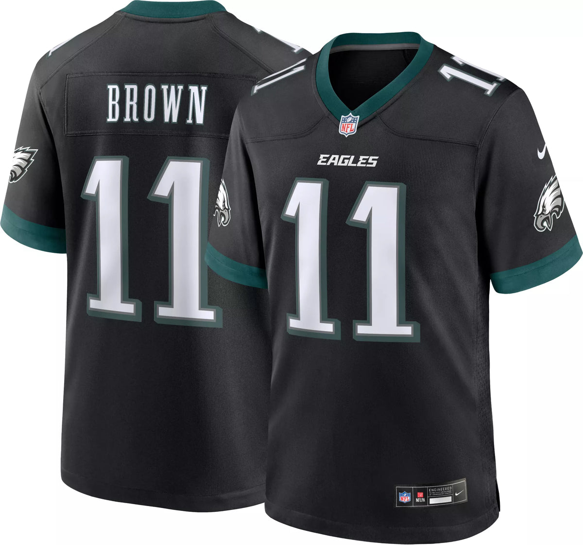 Nike Men's Philadelphia Eagles A.J. Brown #11 Alternate Black Game Jersey