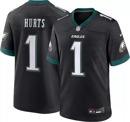 Nike Men's Philadelphia Eagles Jalen Hurts #1 Alternate Black Game Jersey