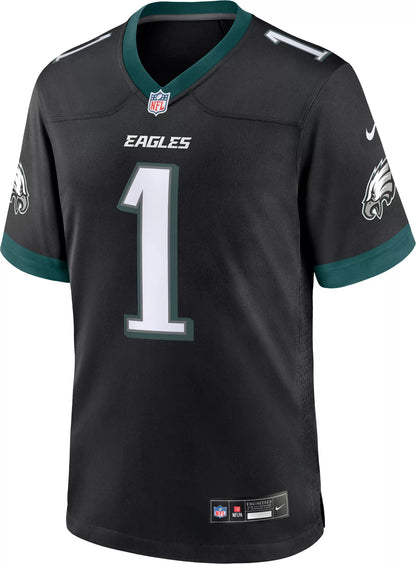 Nike Men's Philadelphia Eagles Jalen Hurts #1 Alternate Black Game Jersey