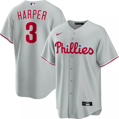 Nike Men's Philadelphia Phillies Bryce Harper #3 Grey Cool Base Jersey