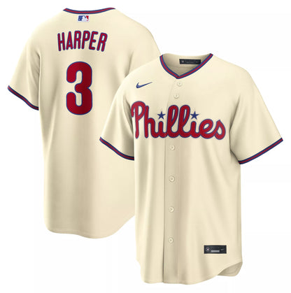 Nike Men's Philadelphia Phillies White Bryce Harper #3 Alternate Replica Jersey