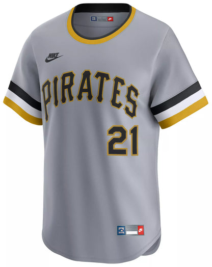 Nike Men's Pittsburgh Pirates Grey Roberto Clemente #21 Cooperstown Limited Jersey