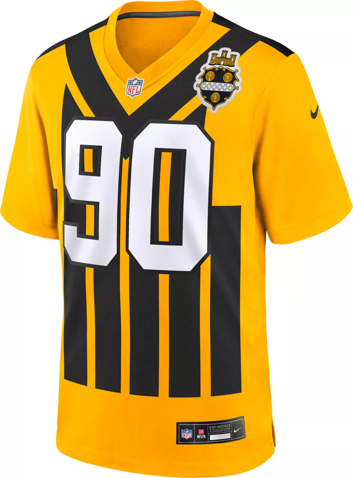 Nike Men's Pittsburgh Steelers T.J. Watt #90 Alternate 1933 Throwback Gold Game Jersey