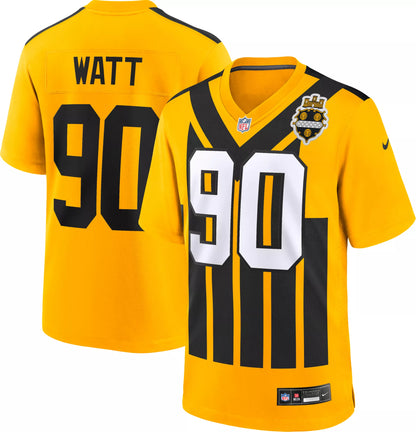 Nike Men's Pittsburgh Steelers T.J. Watt #90 Alternate 1933 Throwback Gold Game Jersey