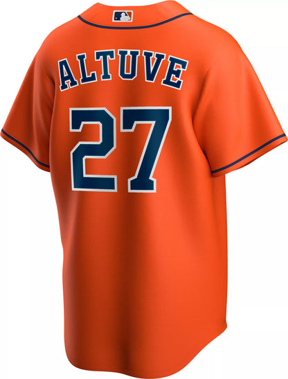 Nike Men's Replica Houston Astros Jose Altuve #27 Orange Cool Base Jersey