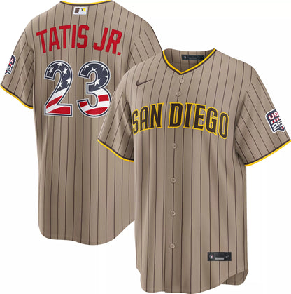 Nike Men's San Diego Padres Fernando Tatis Jr. #23 4th of July Road Replica Jersey
