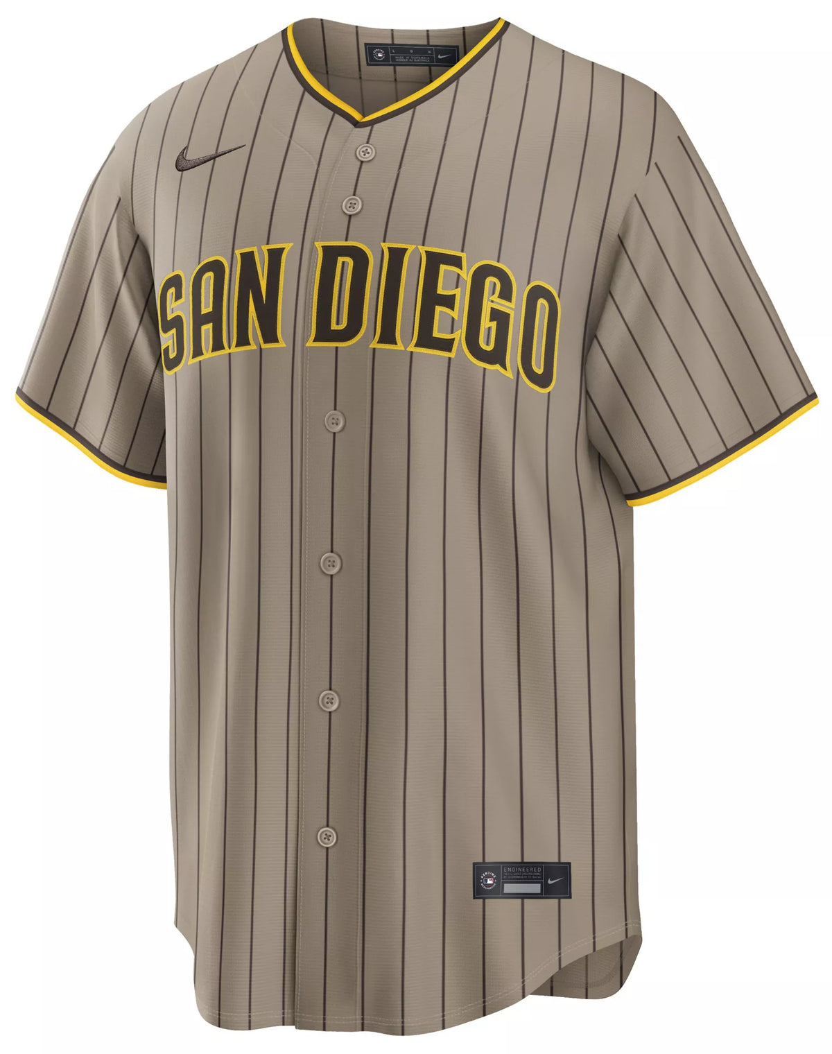 Nike Men's San Diego Padres Khaki Manny Machado #13 Alternate Replica Jersey