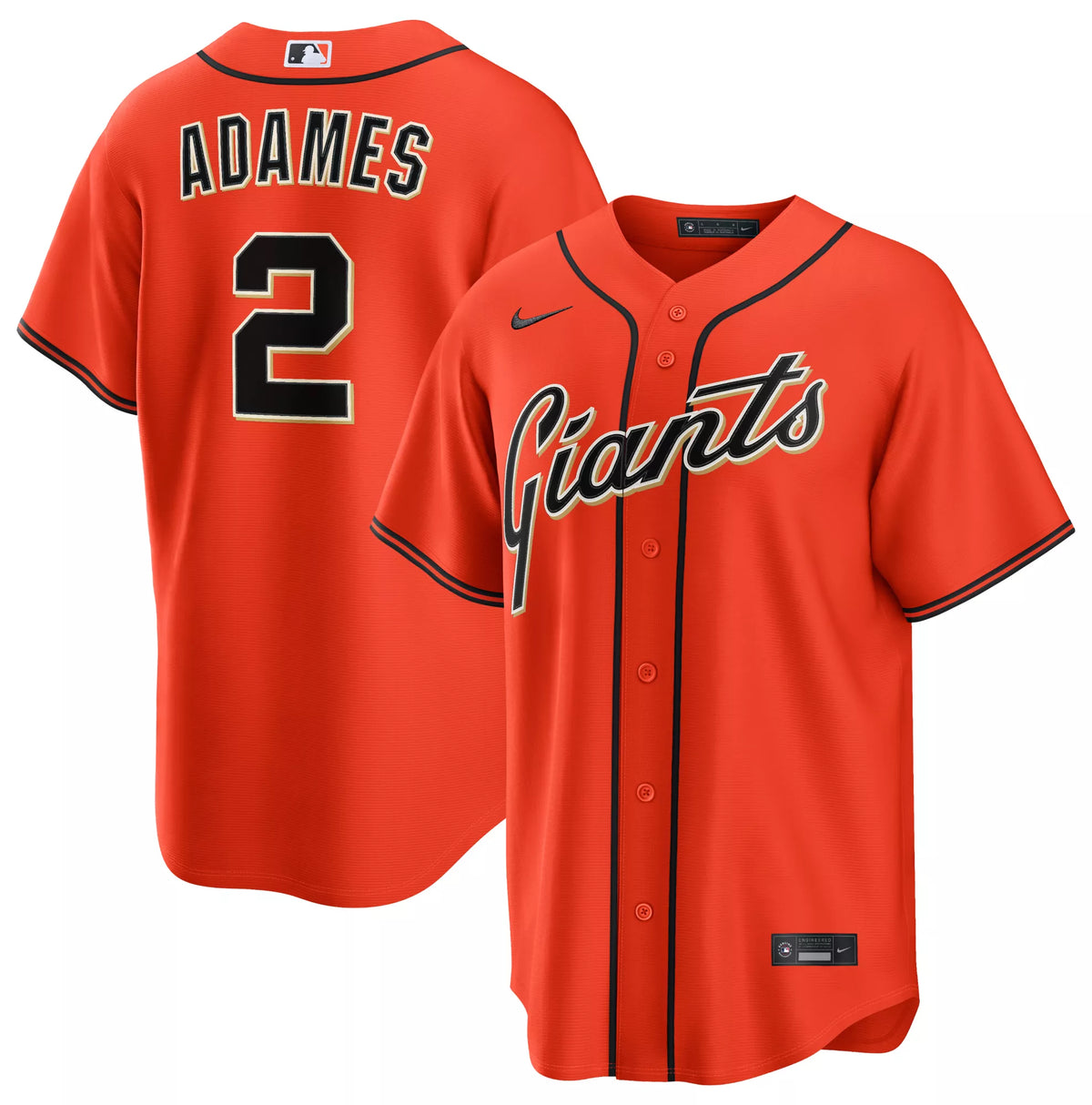 Nike Men's San Francisco Giants Orange Willy Adames #2 Alternate Replica Jersey