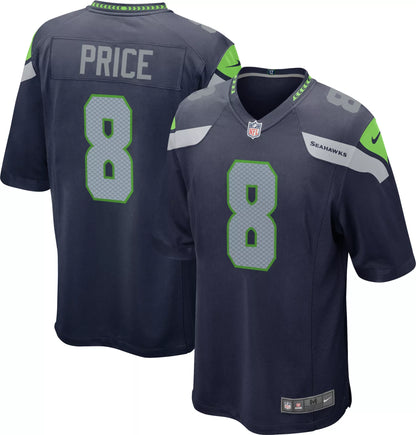 Nike Men's Seattle Seahawks Jadarian Price #8 Navy Home Game Jersey