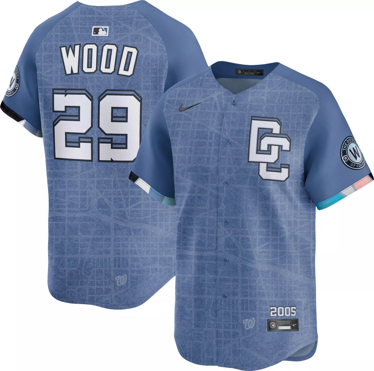 Nike Men's Washington Nationals James Wood #29 City Connect Blue Limited Vapor Jersey