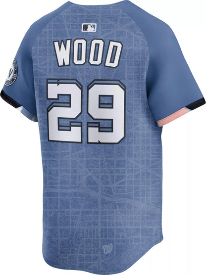 Nike Men's Washington Nationals James Wood #29 City Connect Blue Limited Vapor Jersey