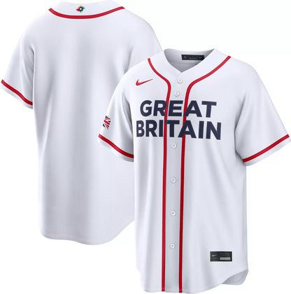 Nike Men's World Baseball Classic 2026 Great Britain White Blank Stadium Home Jersey