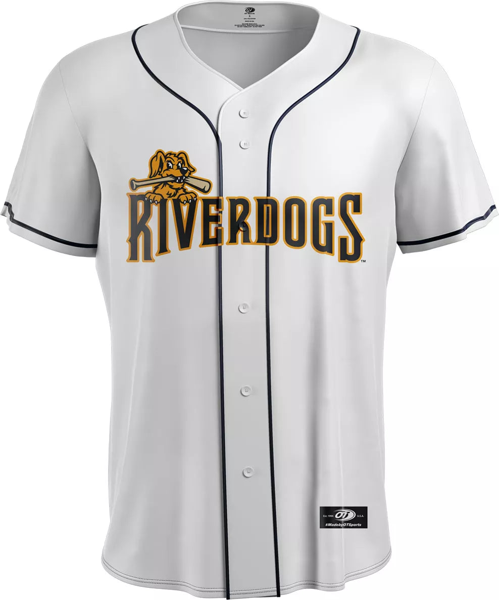 OT Sports Men's Charleston River Dogs White Replica Home Jersey